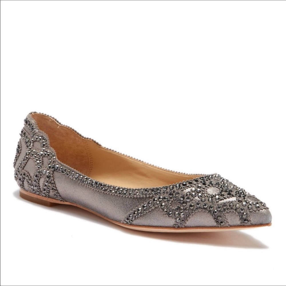 Badgley Mischka Gigi Pointed Toe Flat Pewter